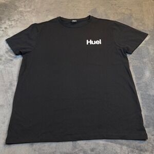 Huel Logo Graphic T-Shirt Black Short Sleeve Cotton Blend Mens Size Large